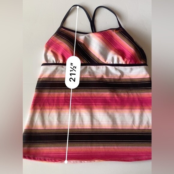 Nike Women’s striped swimsuit tankini bathing suit top racerback size Medium 8 - Picture 6 of 9